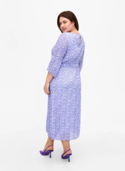 Zizzi Floral Pleated Dress With Drawstring -Chic Soldes CA06015G 9993 ModelBack