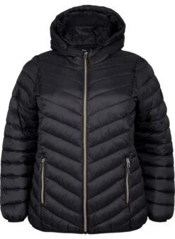 Zizzi Lightweight Jacket With Hood -Chic Soldes CA52734F 0199 Front