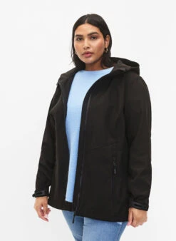 Zizzi Short Softshell Jacket With Pockets