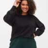 Zizzi Knitted Blouse With Viscose And Balloon Sleeves -Chic Soldes CA52960A 0199 ModelFront