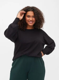 Zizzi Knitted Blouse With Viscose And Balloon Sleeves