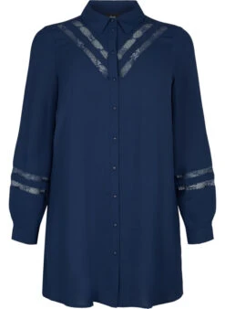 Zizzi Long Shirt With Lace Details -Chic Soldes CA58762A 1494 Front