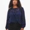 Zizzi Long-sleeved Blouse With Lace -Chic Soldes CA58762B 1494 ModelFront