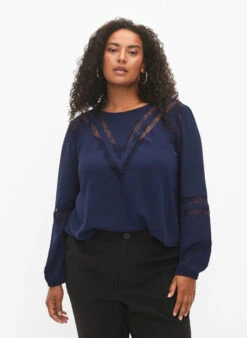 Zizzi Long-sleeved Blouse With Lace