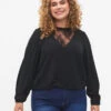 Zizzi Long Sleeved Blouse With Lace Detail -Chic Soldes CA58762E 0199 ModelFront