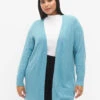 Zizzi Long Open Front Cardigan -Chic Soldes CA61007G 9990 ModelFront