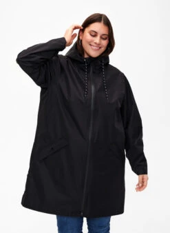 Zizzi Raincoat With Pockets And Hood