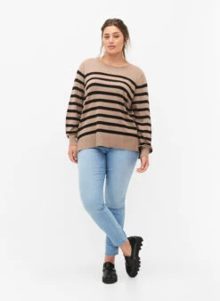 Zizzi Striped Viscose Blouse -Chic Soldes CA61099I 2261 ModelFullBody