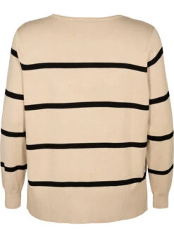 Zizzi Knitted Viscose Blouse With Stripes -Chic Soldes CA61099L 1033 Back