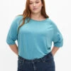 Zizzi Viscose Knitted Blouse With 3/4 Sleeves -Chic Soldes CA61099O 0254 ModelFront