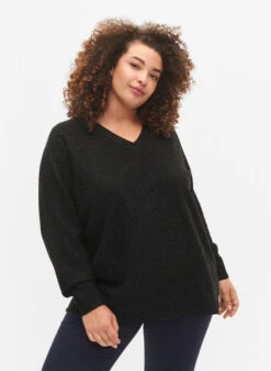 Zizzi Melange V-neck Pullover