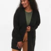 Zizzi Ribbed Knit Cardigan With Pockets -Chic Soldes CA61176B 1801 ModelFront