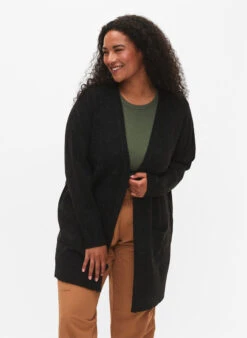 Zizzi Ribbed Knit Cardigan With Pockets