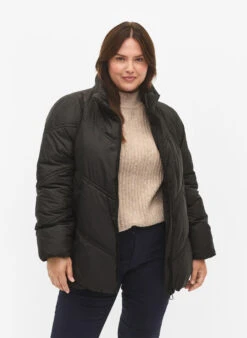 Zizzi Short Puffer Winter Jacket With Pockets