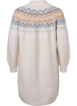 Zizzi Patterned Knitted Dress With Long Sleeves -Chic Soldes CA61207C 0747 Back