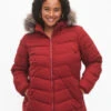 Zizzi Short Puffer Jacket With Hood -Chic Soldes CA61264A 1786 ModelFront