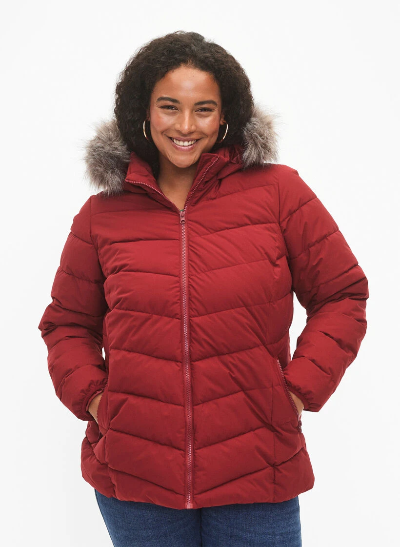 Zizzi Short Puffer Jacket With Hood 3 Zizzi Short Puffer Jacket With Hood
