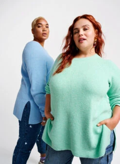 Zizzi Melange Pullover With Side Slit