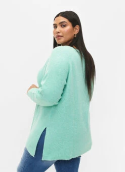 Zizzi Melange Pullover With Side Slit -Chic Soldes CA61279B 0255 ModelBack