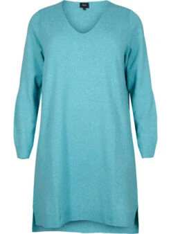 Zizzi Knitted Dress With Slit -Chic Soldes CA61279C 0254 Front