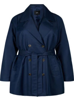 Zizzi Short Trench Coat With Belt -Chic Soldes CA61322A 1494 Front
