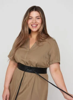 Zizzi Waist Belt In Faux Leather