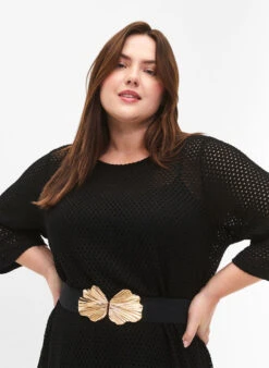 Zizzi Stretchy Waist Belt With Gold-colored Buckle