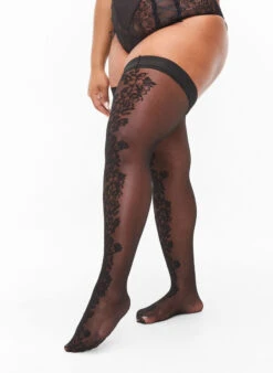 Zizzi Hold-up Stockings In 30 Denier With Lace -Chic Soldes D94027A 0199 ModelDetail1