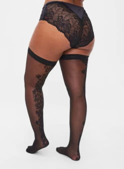 Zizzi Hold-up Stockings In 30 Denier With Lace