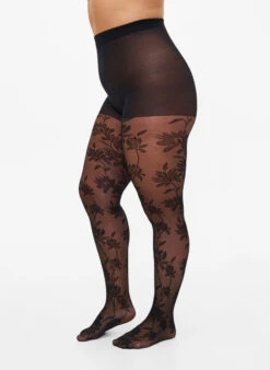 Zizzi 25 Denier Tights With Leaf Pattern