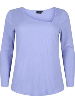 Zizzi Long-sleeved T-shirt With Asymmetrical Cut -Chic Soldes E02561J 2359 Front