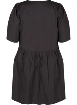 Zizzi Cotton Shirt Dress With Puff Sleeves -Chic Soldes E02753A 0199 Back