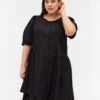 Zizzi Cotton Shirt Dress With Puff Sleeves -Chic Soldes E02753A 0199 ModelFront