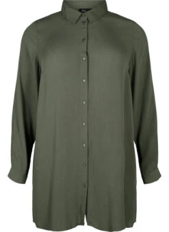Zizzi Long Viscose Shirt With Long Sleeves -Chic Soldes E03014Q 2151 Front