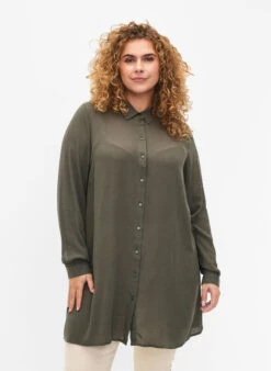 Zizzi Long Viscose Shirt With Long Sleeves