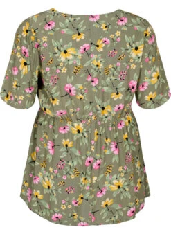 Zizzi Floral Maternity Blouse In Viscose -Chic Soldes E03061D 9990 Back