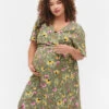 Zizzi Pregnancy Dress In Viscose With Wrap -Chic Soldes E03061E 9990 ModelFront