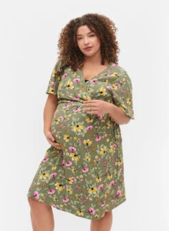 Zizzi Pregnancy Dress In Viscose With Wrap