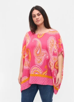 Zizzi Printed Short-sleeved Viscose Blouse