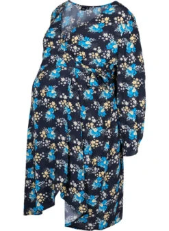 Zizzi Floral Maternity Wrap Dress In Viscose -Chic Soldes E04127A 9990 Front