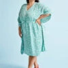 Zizzi Viscose Caftan Dress With Print -Chic Soldes E04154B 9990 ImageFront