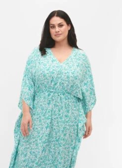Zizzi Viscose Caftan Dress With Print -Chic Soldes E04154B 9990 ModelDetail1