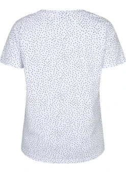 Zizzi Cotton T-shirt With Dots And V-neck -Chic Soldes E04155A 9992 Back