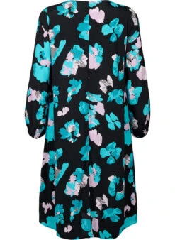 Zizzi Long-sleeved Viscose Dress With Print -Chic Soldes E04162A 9990 Back