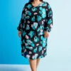 Zizzi Long-sleeved Viscose Dress With Print -Chic Soldes E04162A 9990 ImageFront