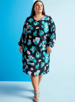 Zizzi Long-sleeved Viscose Dress With Print