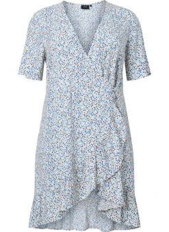 Zizzi Dotted Viscose Wrap Dress -Chic Soldes E04171B 9990 Front