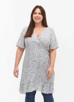 Zizzi Dotted Viscose Wrap Dress
