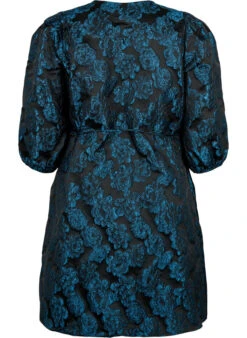 Zizzi Jacquard Wrap Dress With 3/4 Sleeves -Chic Soldes E04172B 0199 Back