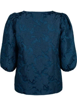 Zizzi Jacquard Blouse With 3/4 Sleeves -Chic Soldes E04173A 0291 Back